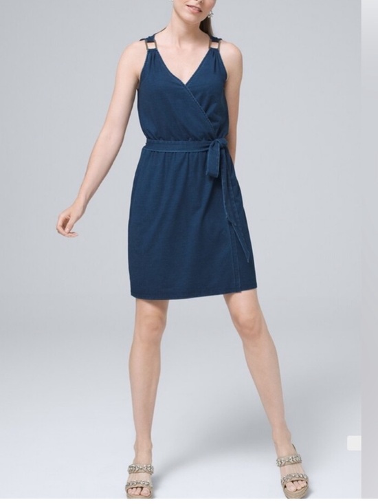 White House Black Market Dresses & Skirts - White House Black Market Faux Wrap Mini Dress in Indigo Blue Size 4